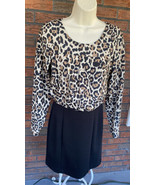 Banana Republic Dress 2P Leopard Long Sleeve Career Sheath Back Button S... - $5.70