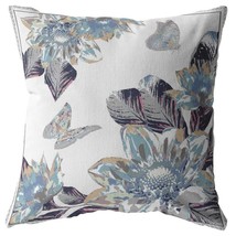 18" Gray White Butterfly Zippered Suede Throw Pillow - $107.49
