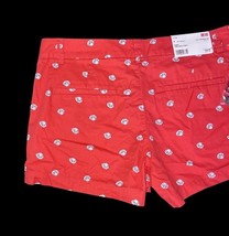 Uniqlo Women’s Chino Micro Shorts Size 4 Red Seashell Print NWT image 6