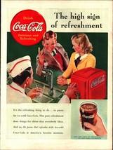 1938 Coke young couple soda fountain Coca Cola vintage Life Magazine pri... - £20.69 GBP