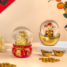 Lunar New Year Wealth and Fortune Water Globes Set of 2 - £34.88 GBP