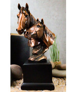 Rustic Western Wild Black Beauty Horse Couple Heads Figurine With Trophy... - $82.04 CAD