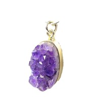 Pendant Amethyst Raw Crystal in Sterling Silver Oval Bezel Set (no chain) - £14.98 GBP