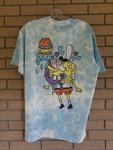 Tye Dyed Blue and White Sponge Bob Square Pants T-Shirt Size: Medium - £11.36 GBP