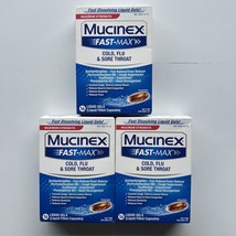 Mucinex Maximum Strength Fast Max Cold, Flu, 16 Liquid Gels 3 PK EXP07/24 - £17.76 GBP