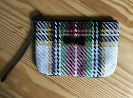 New J Crew Wool Plaid Velvet Bow Wristlet Wallet Purse - £19.46 GBP