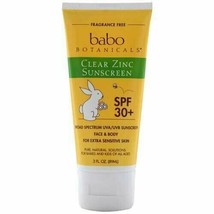 Babo Botanicals Sunscreen Clear Zinc Unscented SPF 30 3 oz - £15.89 GBP
