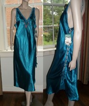 Teal Embroidered M Cinema Etoile NWT Long Nightgown Tom Bezduda Side Loo... - $89.09