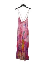 Anthropologie Womens Dress Alissa Tiered Floral Print Maxi Summer Pink L... - £77.39 GBP