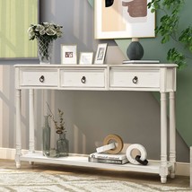 Merax Console Sofa Table 3 Drawers And Long Shelf For Living Room,, Rustic White - £193.58 GBP