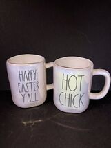 2 Rae Dunn Iridescent HOT CHICK HAPPY EASTER Coffee Tea Mug Cup 16 Oz 4.... - $16.00