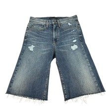 Modern American Distressed Denim Knee-Length Denim Short With Frayed Hem... - £26.64 GBP