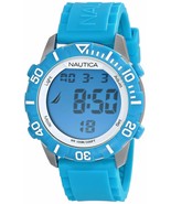 Nautica Light Blue Digital Watch Rubber Silicone Strap Indiglo N09929G N... - £33.61 GBP