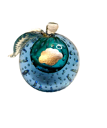 Murano Blue Apple Art Glass Paperweight By Alfredo Barbini Control Bubbl... - $249.34 CAD