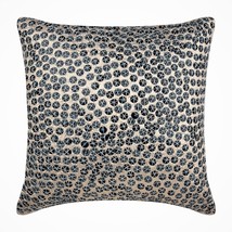 Blue Art Silk Sequins &amp; Beaded Bird Pillows Cover, Birdy Flight, 19. Navy Blue ( - £28.10 GBP+