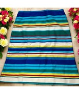 TALBOTS Size 10 Multi-Color Blue Red Green Yellow Striped Skirt 100% Cotton - £18.97 GBP