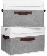 Anminy 2Pcs Storage Boxes With Lid Washable Decorative Storage Bins, Lar... - $39.99