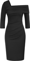 GRACE KARIN One Shoulder Ruched Midi Dress 3/4 Sleeve  size 2XL - $43.56
