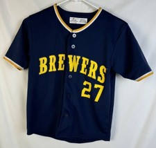 Milwaukee Brewers Jersey Willy Adames #27 MLB Baseball Boys M 8/10 - £23.18 GBP