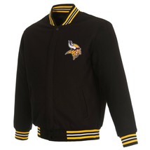 NFL Minnesota Vikings JH Design Wool Reversible Jacket  Black 2 Front Logos  - £110.12 GBP