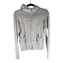 Lululemon Womens Jacket Hoodie Full Zip Pockets White 6 - £15.37 GBP