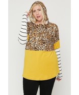 Plus Size Color Block Hoodie Featuring A Cheetah Print - $32.24 CAD