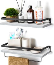 Floating Shelves For Wall, Bathroom Shelves With Towel Bar, Wall, Set Of... - $37.94