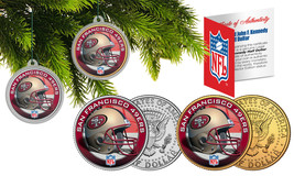 San Francisco 49ERS Colorized Jfk Half Dollar 2-Coin Set Nfl Christmas Ornaments - £10.98 GBP