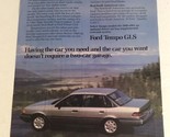 1990 Ford Tempo GLS Vintage Print Ad Advertisement pa16 - £6.30 GBP