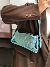 Fashion patent leather ladies baguette texture glossy underarm shoulder bag - £28.16 GBP