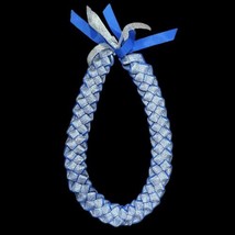 Royal Blue And Silver Braided 4 Ribbon Graduation Gift Lei Hand Made - £14.18 GBP