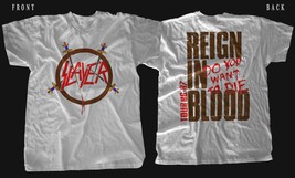 SLAYER - Reign in blood, White T-shirt Short Sleeve (sizes:S to 5XL) - £13.58 GBP