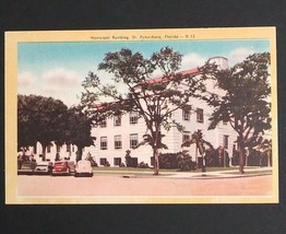 St Petersburg Municipal Building FL Florida Linen Postcard Palms Cars NOS D-13 - £3.18 GBP