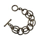 Vintage Gold Tone Double Link Chain Bracelet Toggle Clasp Statement Jewelry - $16.20