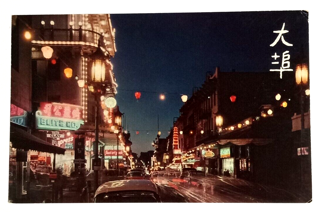 Chinatown at Night San Francisco California CA UNP Colourpicture Postcard 1960s - $7.99