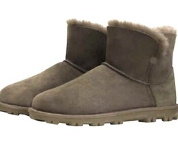 KS 100% Real Fur Boots Women&#39;s 8 SHEARLING Sheepskin Suede shoe - £33.63 GBP