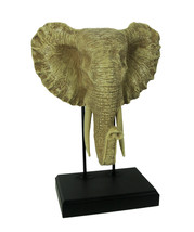 Off-White Elephant Head Sculpture on Museum Mount Stand - $116.45