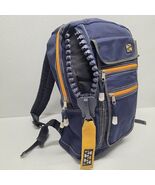 Novelty Large Chunky Zipper Backpack Navy Blue &amp; Yellow - $1,709.67 MXN