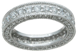 Womens Eternity Band Ring 1.5 Carat CZ Bridal 925 Setting Silver Size 5-9 - £36.05 GBP