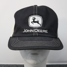 Vintage K-Products John Deere Mesh Back Trucker Snapback Hat Black White - £14.00 GBP