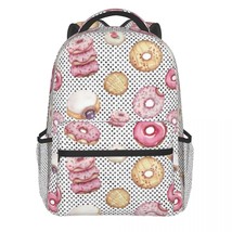 Watercolor Doughnut Backpack Cute Polka Dot Print Cool Backpa Student   High Sch - £138.61 GBP