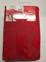 St Nicholas Square Happy Hollydays Tablecloth Oblong 60x84&quot; Red Poinsett... - $14.85