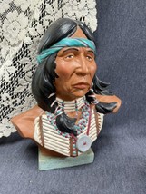 Vintage Hand Painted 11” Native American Warrior Head Bust Ceramic - £22.94 GBP