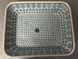 Boleslawiec Polish Pottery  Baking  Rectangular Roasting  Dish Navy\Blue... - $59.58