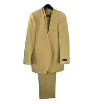 Falcone Boys Khaki Suit 3 Piece Single Breasted Vest Khaki Gray Cream Si... - £55.03 GBP
