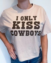 Organic Generation i only kiss cowboys graphic tee in Sand - £26.99 GBP