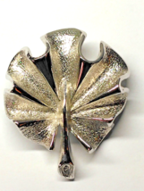 Vintage Sarah Coventry Floral Ginkgo Leaf Silver Tone Brooch Pin Signed - £10.67 GBP