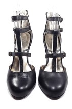Women Size 6 High Heels Black T-Strap Pump SEYCHELLES Leather Goth Lolita Emo - £31.28 GBP