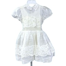 Vintage Girl 6-6X Party Dress Sheer Organdy Lace + Slip 1950s - $1,371.81 MXN