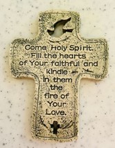 Wall Plaque Hanging Cross Crucifix Come Holy Spirit Prayer - £9.39 GBP